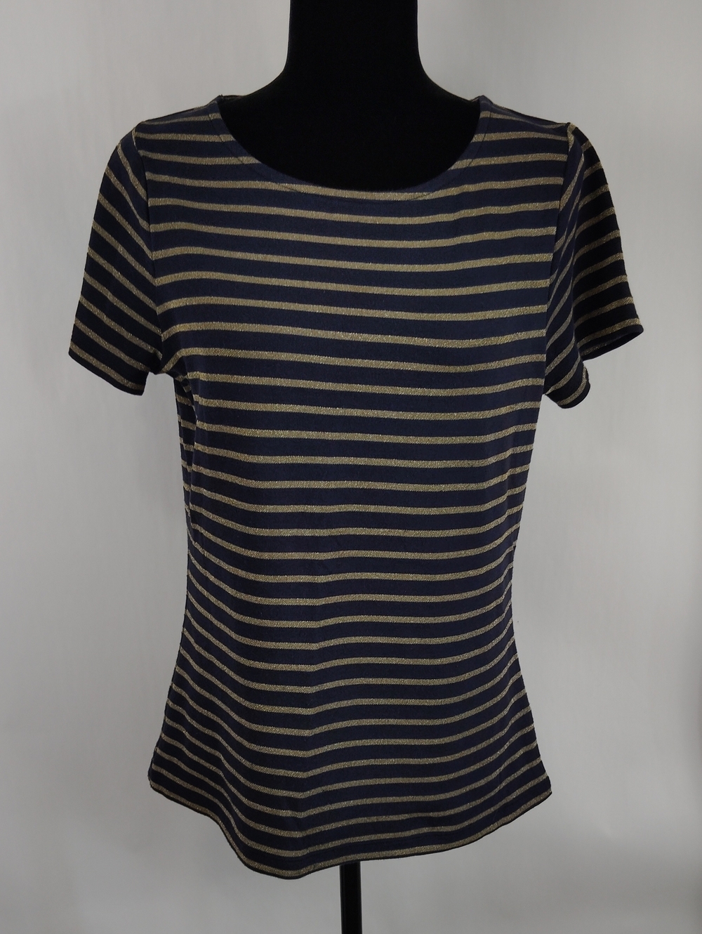 Boden Gold Metallic Striped Top